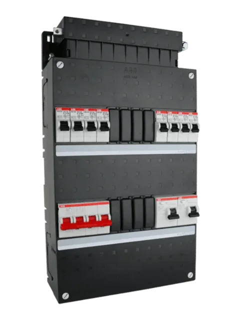 New three-phase fuse box with ABB components as installed by VoltFix in Amsterdam